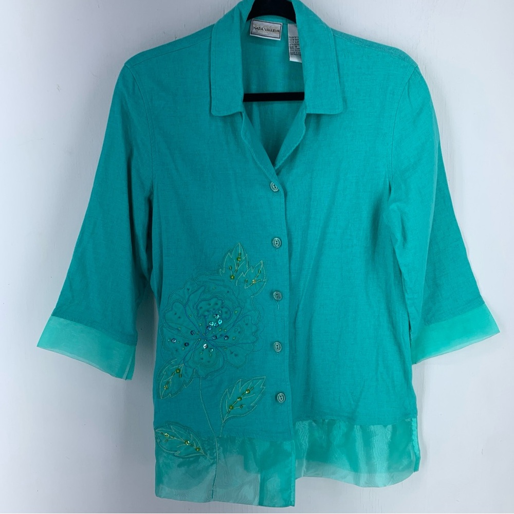 Napa Valley Small Tunic Top Beaded‎ Embroidery Fairy Cottage Core Feminine